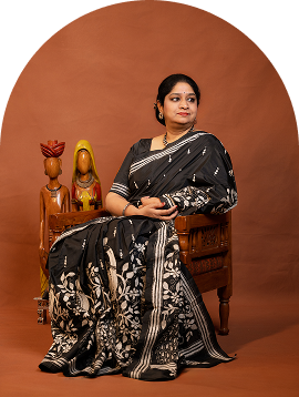 Woman in patterned sari